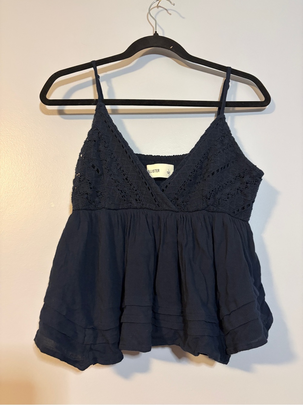 Hollister Navy Crochet V-Neck Spaghetti Strap Camisole